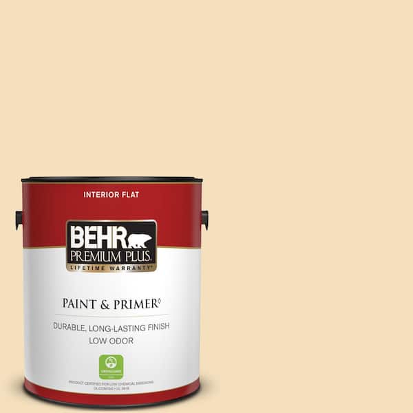 BEHR PREMIUM PLUS 1 gal. #320E-2 Cracked Wheat Flat Low Odor Interior Paint & Primer