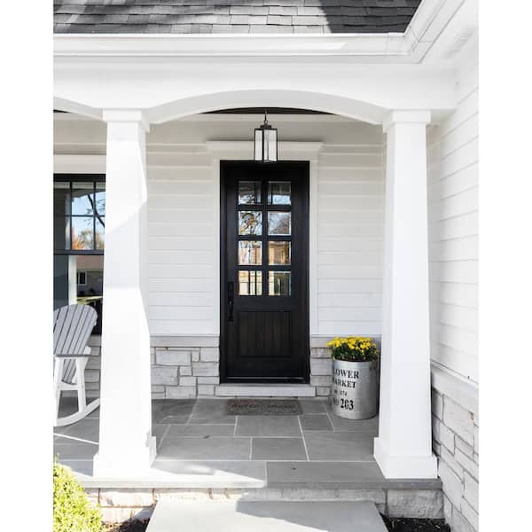 Marin 16.25 in. 1-Light Black Finish Dimmable Outdoor Ceiling Pendant Light with Clear Glass, No Bulbs Included