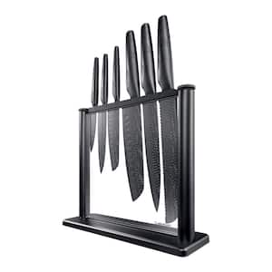 iD3 BLACK SAMURAI 7-Piece Stainless Steel Knife Set with Gozen Block