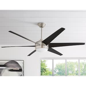 Windward 68 in. White Color Changing Integrated LED Brushed Nickel Ceiling Fan with Light Kit, DC Motor and Remote