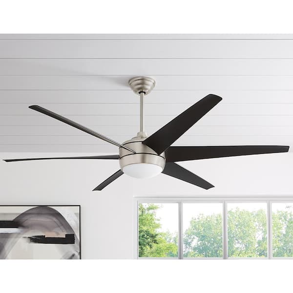 Windward 68 in. White Color Changing Integrated LED Brushed Nickel Ceiling Fan with Light Kit, DC Motor and Remote