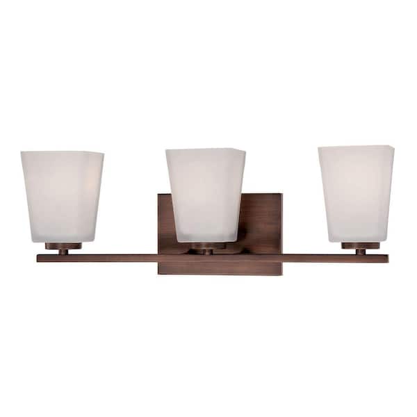 Millennium Lighting 3-Light Rubbed Bronze Vanity Light with Etched White Glass