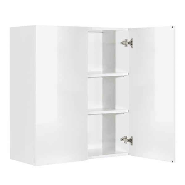 LIFEART CABINETRY Valencia Assembled 12 in. W x 12 in. D x 42 in. H in Gloss White Plywood Assembled Wall Kitchen Cabinet