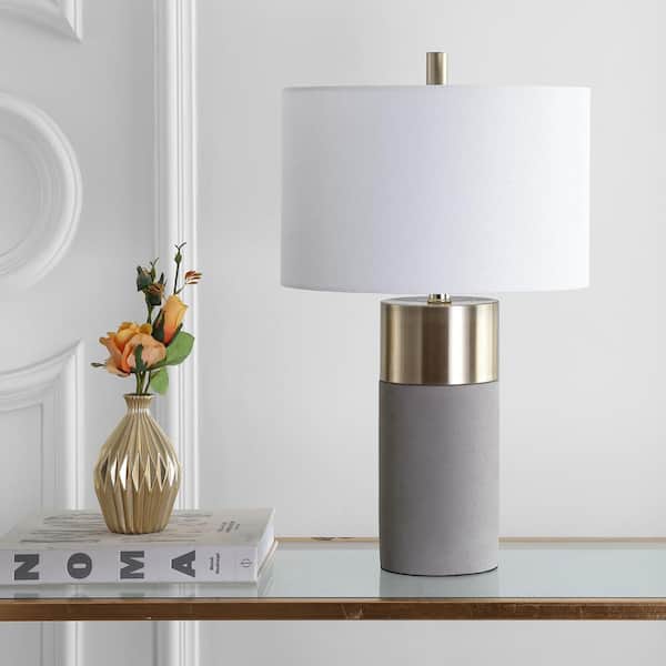 Grey Cylinder Table Lamp, Lamp And Table Set
