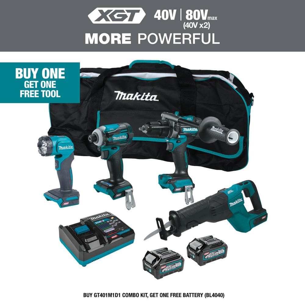 Makita 40V Max XGT Brushless Cordless 4Piece Combo Kit (Hammer DriverDrill/Impact Driver/Recip