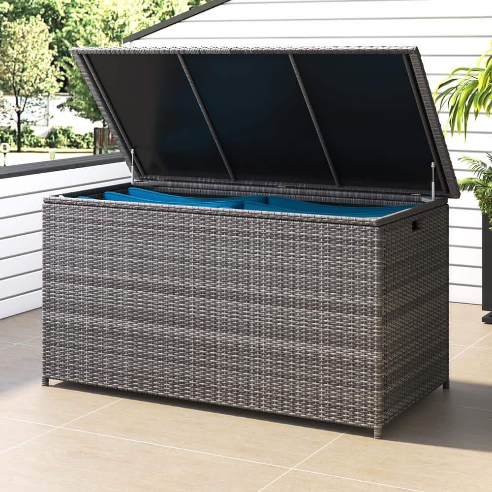 CORVUS 202 Gallon Dark Gray Resin Wicker Storage Deck Box