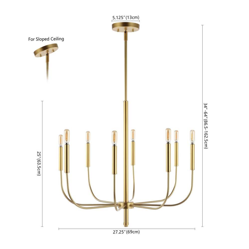 Amoros Mid-Century Transitional 27.25" Gold Satin Antler LED Chandelier