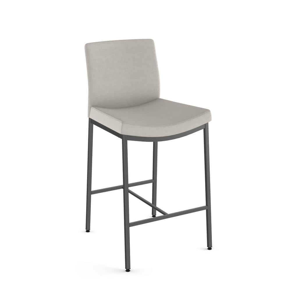 Torres 26'' Light Grey Polyurethane Counter Stool with Dark Grey Metal Frame