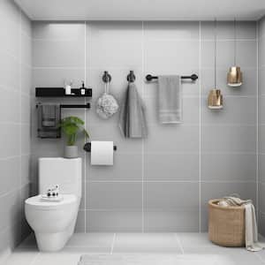 4-Piece Bath Hardware Set with Towel Hook and Toilet Paper Holder and Towel Bar Wall Mount Accessory Set in Matte Black