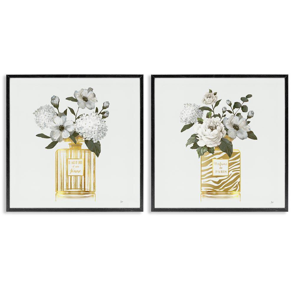 Glam Detailed Perfume Bouquets by Nan 2-Piece Black Framed Nature Giclee Art Print 24 in. x 24 in. price history on PriceWatchPro