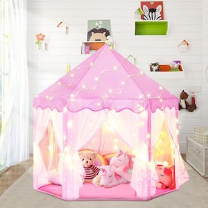 Princess Castle Play Tents for Girls, Kids Playhouse Indoor/Outdoor with LED Star Lights
