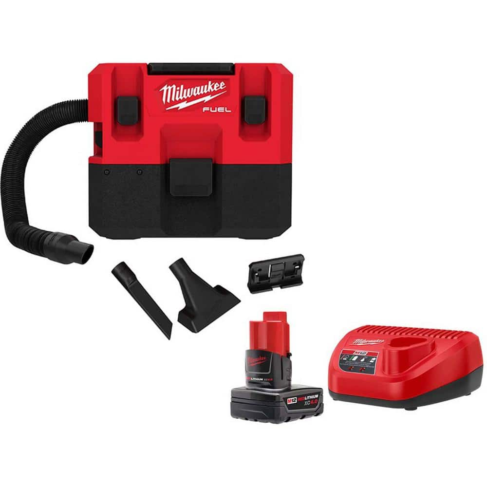 Milwaukee M12 FUEL 12-Volt Lithium-Ion Cordless 1.6 Gal. Wet/Dry Vacuum Kit with XC 4.0 Ah Battery and Charger