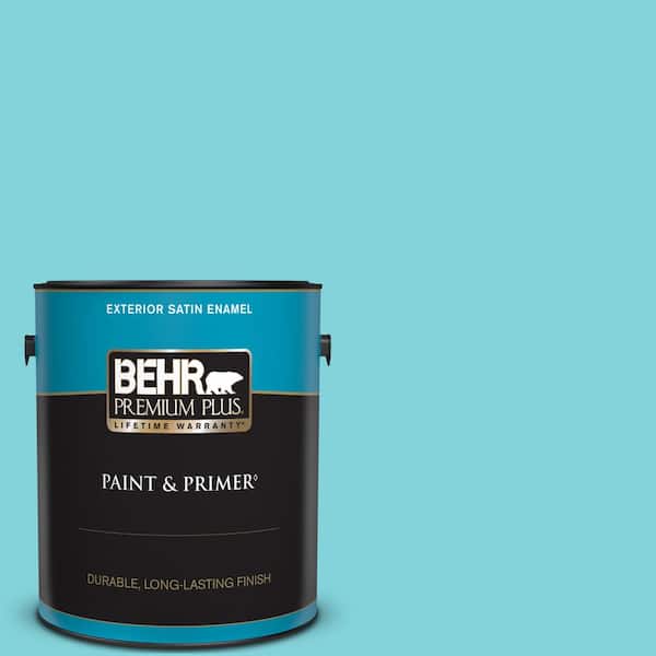 BEHR PREMIUM PLUS 1 gal. #510B-4 Cloudless Satin Enamel Exterior Paint & Primer