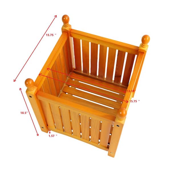 Sudzendf Wood Outdoor Floor Planters, Square Herb Pot for Garden