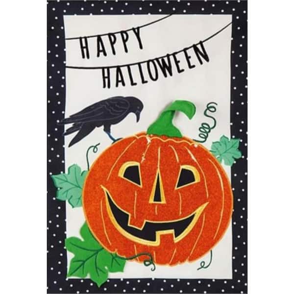 Meadow Creek Jack-O-Lantern Night 1.04 ft. x 1.4 ft. Linen Garden Flag
