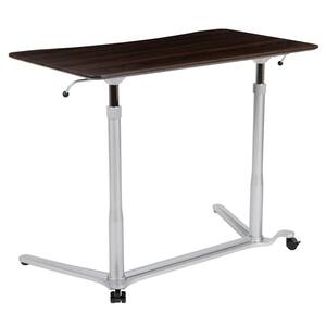 37.4 in. Rectangular Dark Wood Grain/Silver Standing Desks with Adjustable Height