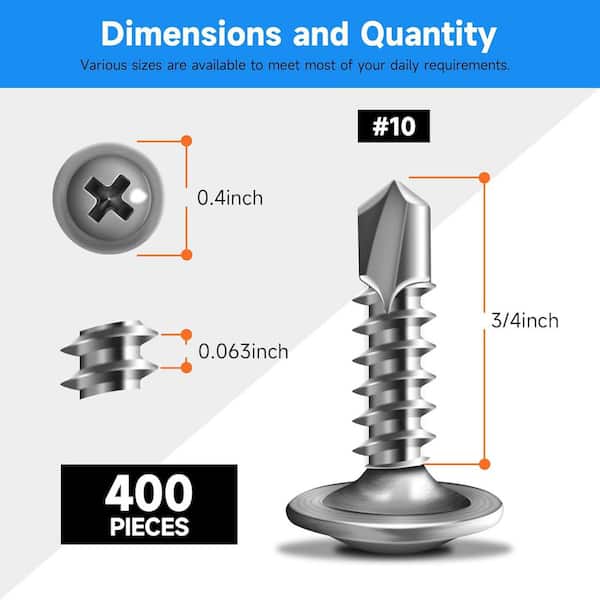 MarySino #10 x 3/4 in. 410 Stainless Steel Phillips Truss Head MarySino #10 x 3/4 in. 410 Stainless Steel Phillips Truss Head