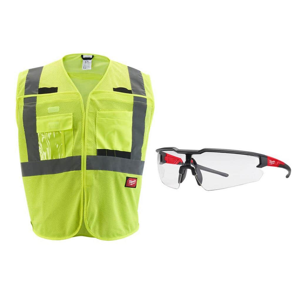 2X/3X-Large Yellow Class 2 Breakaway Mesh High Vis Safety Vest and Clear Anti Scratch Safety Glasses price history on PriceWatchPro