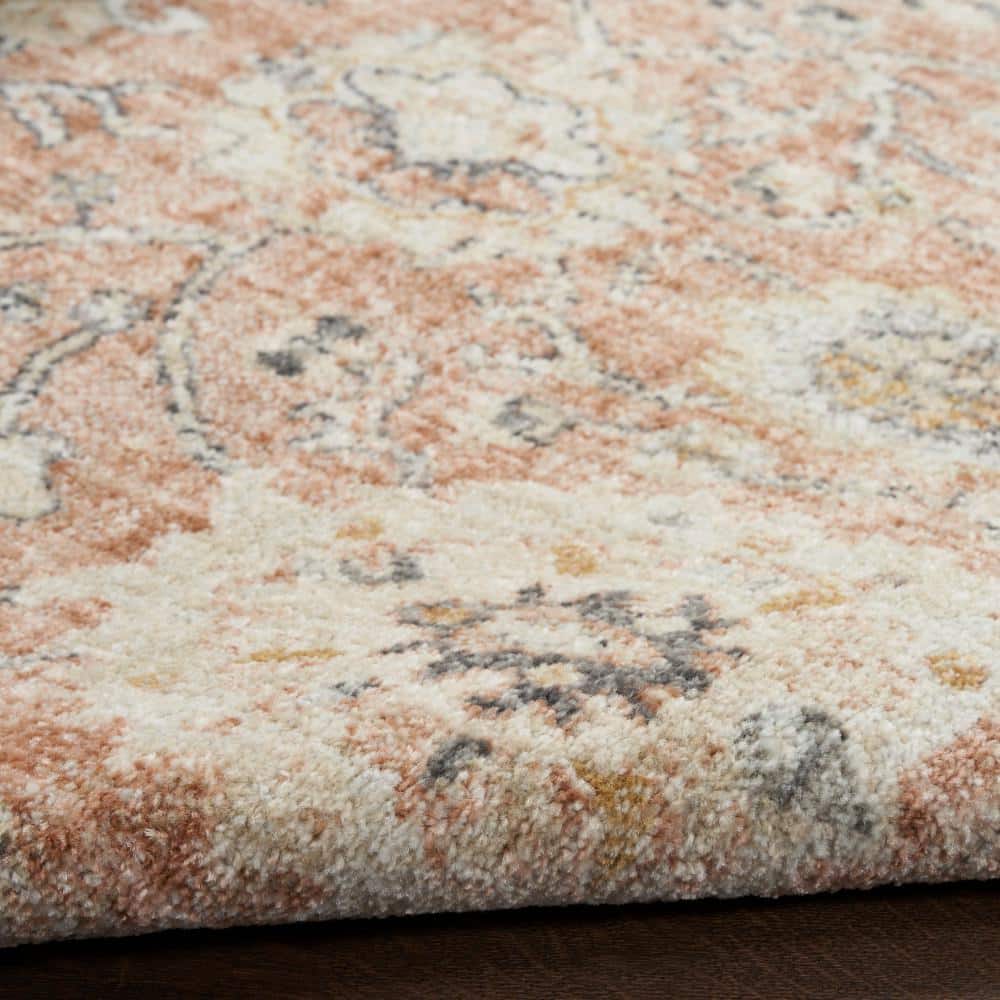 Rust Rectangular 6' x 9' Synthetic Floral Area Rug