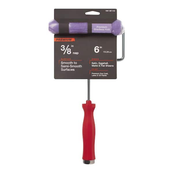 Premium 6 in. x 3/8 in. High-Capacity Purple Knit Mini Paint Roller Cover with Frame