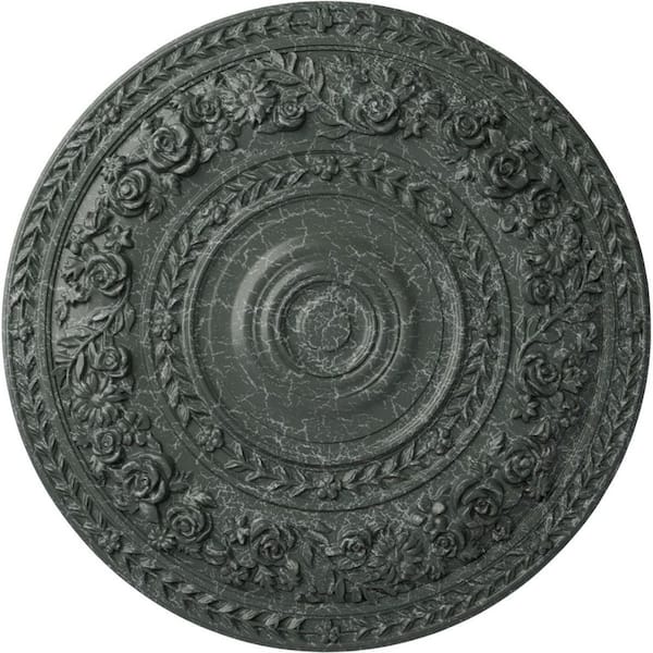 Ekena Millwork 2-3/8" x 33-7/8" x 33-7/8" Polyurethane Rose Ceiling Medallion, Athenian Green Crackle