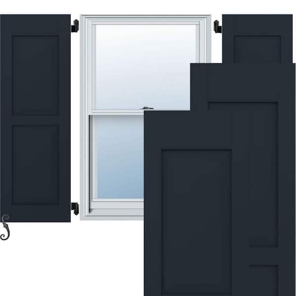 Ekena Millwork 15-in W x 69-in H Americraft Two Equal Raised Panel Exterior Real Wood Shutters (Per Pair), Starless Night Blue