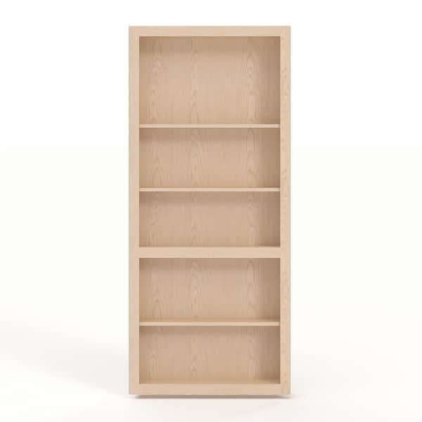 InvisiDoor 32 in. x 80 in. Flush Mount Assembled Red Oak Unfinished Wood 4-Shelf Interior Bookcase Door
