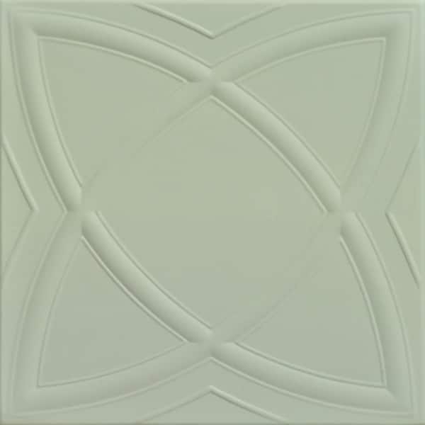 A La Maison Ceilings Elliptic Illusion 1.6 ft. x 1.6 ft. Glue Up Foam Ceiling Tile in Hancock Green