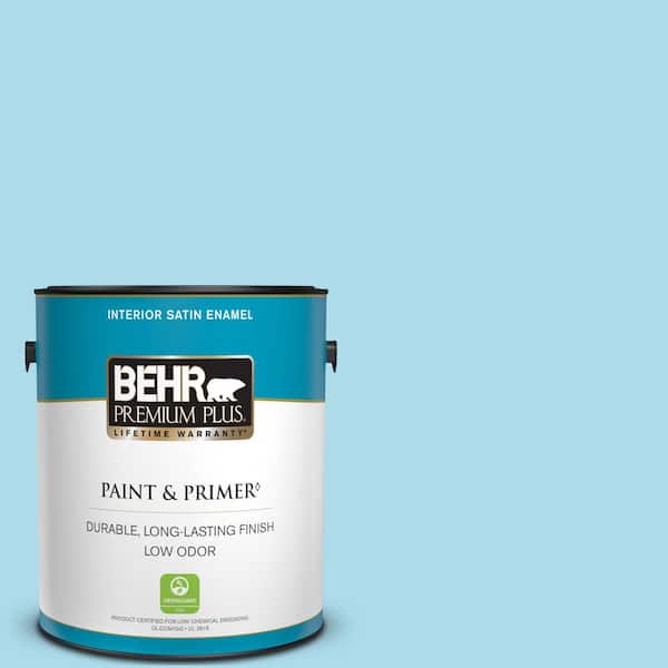 BEHR PREMIUM PLUS 1 gal. #530A-3 Frosty Glade Satin Enamel Low Odor Interior Paint & Primer