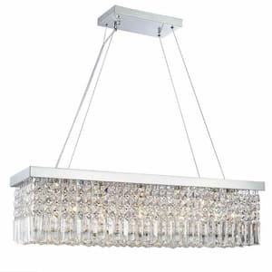 5-Light Rectangle Chrome Chandelier with K9 Crystals