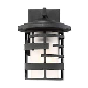 Lansing Textured Black Outdoor Hardwired Wall Lantern Sconce with No Bulbs Included