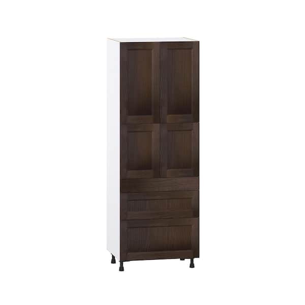 Georgetown 30 in. W x 24 in. D x 84.5 in. H Assembled Pantry Kitchen Cabinet in Chestnut with 3-Drawers