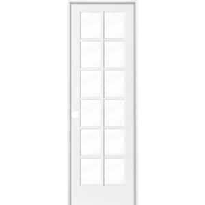 30 in. x 96 in. 12-Lite Clear Solid Hybrid Core MDF Primed Composite Right-Hand Single Prehung Interior Door