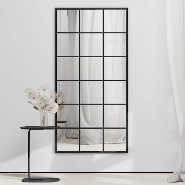 Black 35.4 in. W x 70.9 in. H Rectangle Metal Framed Full Length Mirror