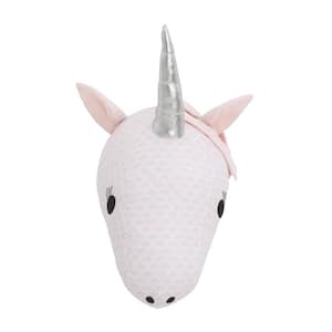 Pink and White Unicorn Plush Head Wall Decor