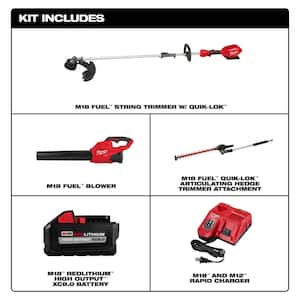 M18 FUEL 18V Brushless Cordless QUIK-LOK String Trimmer/Blower Combo Kit with Hedge Trimmer Attachment (3-Tool)
