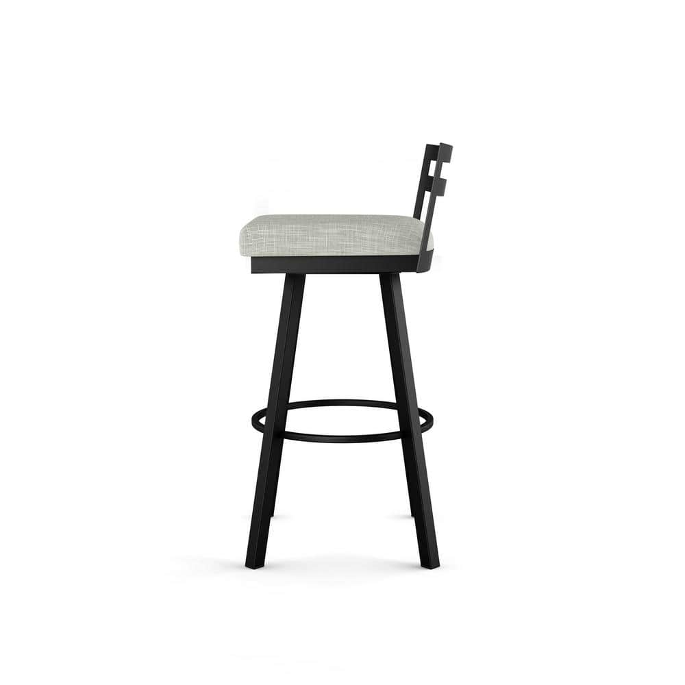 Derek 26'' Swivel Counter Stool in Grey & White with Black Metal Frame