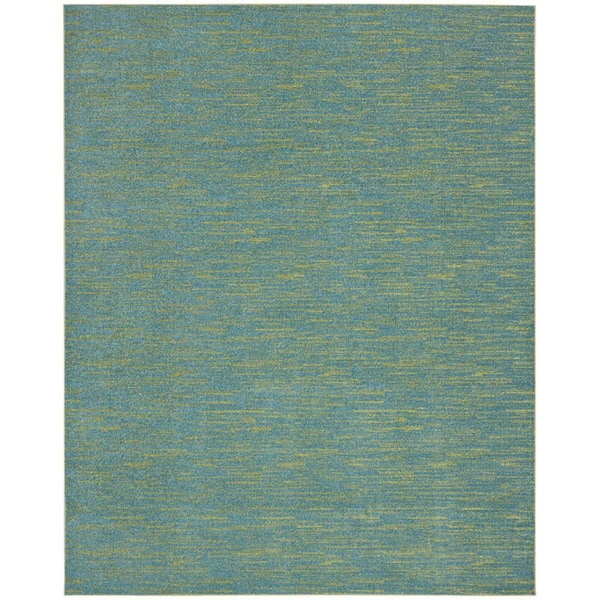 Blue, Green 10 ft. x 14 ft. Woven Polypropylene Indoor/Outdoor Area Rug