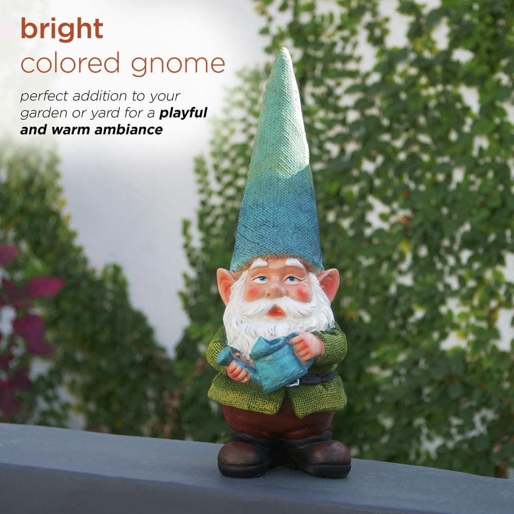 15" Multicolor Polyresin Garden Gnome with Watering Can