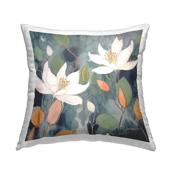 Stupell Industries Geometric Pond Lilies Green Geometric Polyester 18 in. x 18 in. Throw Pillow