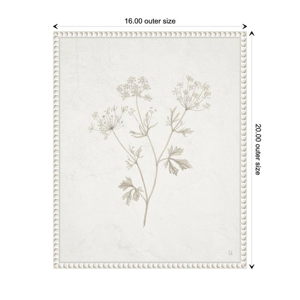 Beaded White Framed Botanic-Inspired Canvas Wall Art
