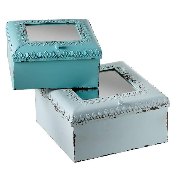 Filament Design Sundry 9.75 in. x 9.75 in. Metal Decorative Box (Set of 2)-DISCONTINUED