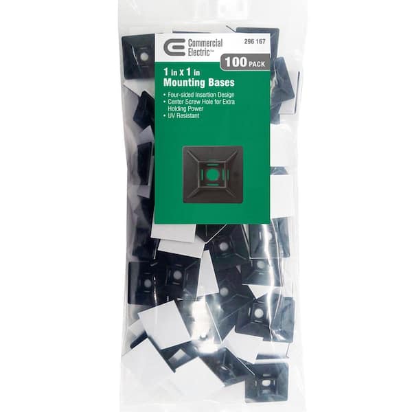 Commercial Electric 1 in. UV Mounting Base - Black (100-Pack)