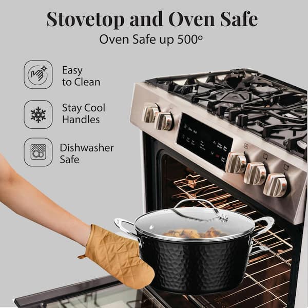 Hammered Copper 5 qt. Aluminum Non-Stick Stock Pot with Glass Lid Hammered Copper 5 qt. Aluminum Non-Stick Stock Pot with Glass Lid