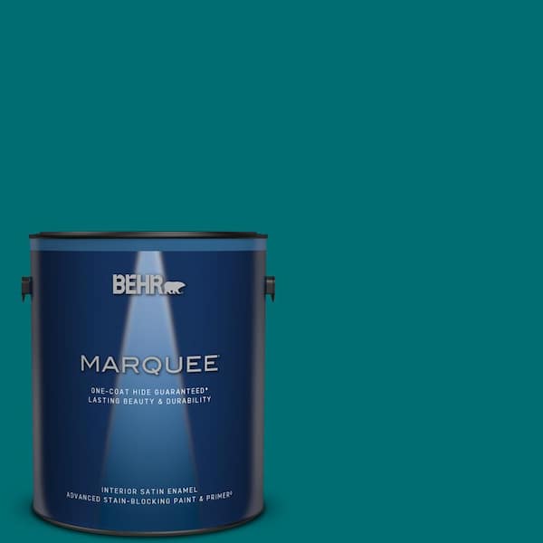 BEHR MARQUEE 1 gal. #MQ6-35 Teal Motif One-Coat Hide Satin Enamel Interior Paint & Primer