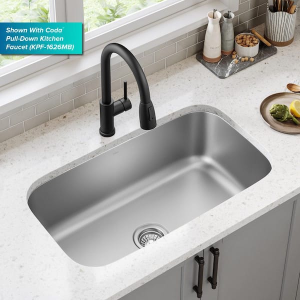 Premier 18 Gauge Stainless Steel 31 in. Single Bowl Undermount Kitchen Sink with WasteGuard Garbage Disposal