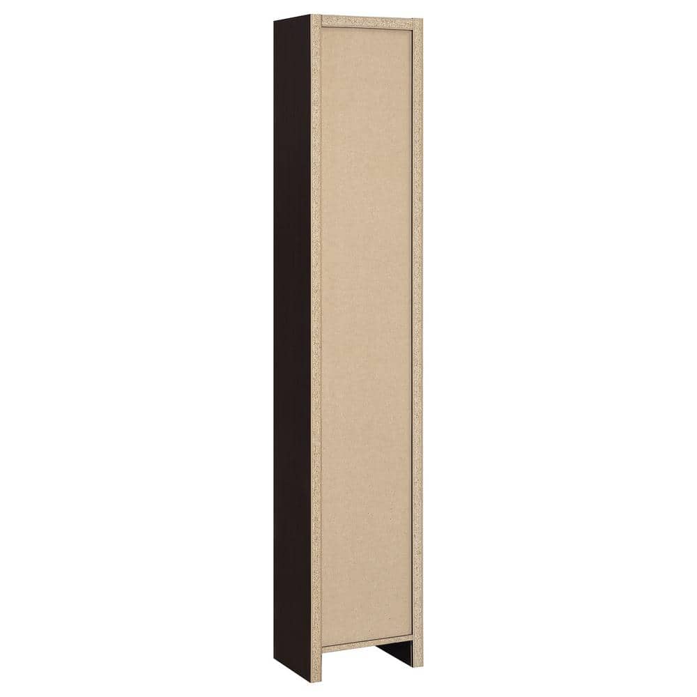 Cappuccino Brown Adjustable 9-Shelf Narrow Bookcase
