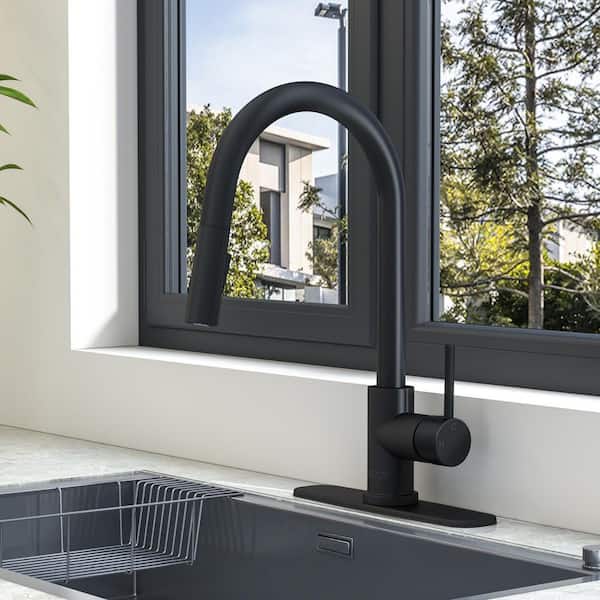 Expedition Series 16 in. 1-Handle Pull-Down Sprayer Kitchen Faucet in Matte Black with 1.8 GPM and Dual Spray Modes