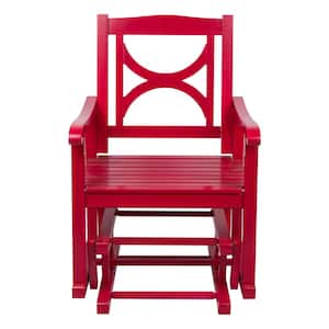 39 in. H Chili Pepper Finish Wooden Luna Glider Chair, Yard Patio Garden Wood Furniture