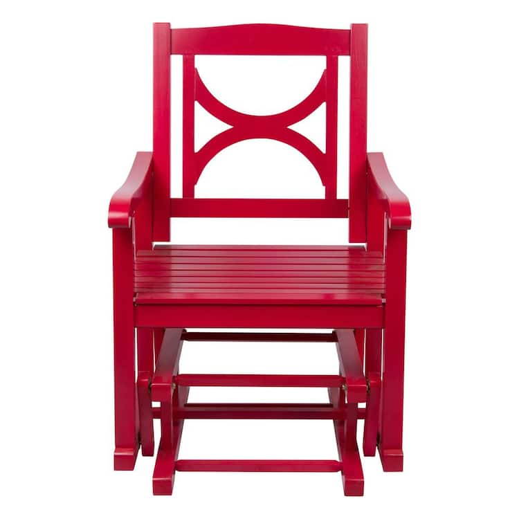 Shine Company Traditional Hardwood Patio Porch Glider Chair in Red